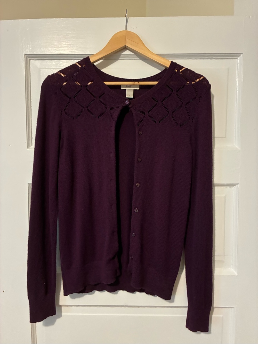 LOFT Plum Purple Knit Button Cardigan
